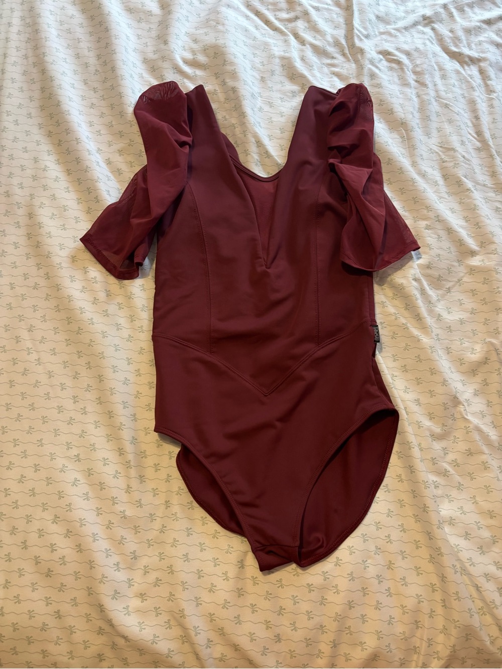 Women’s Burgundy Ruffle Sleeve Bodysuit Leotard Tiger Friday